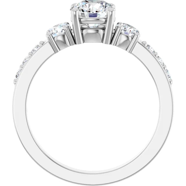 14K White Gold 6 mm Round 1/2 CTW Natural Diamond Semi-Set Ring