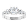 14K White Gold 6 mm Round 1/2 CTW Natural Diamond Semi-Set Ring