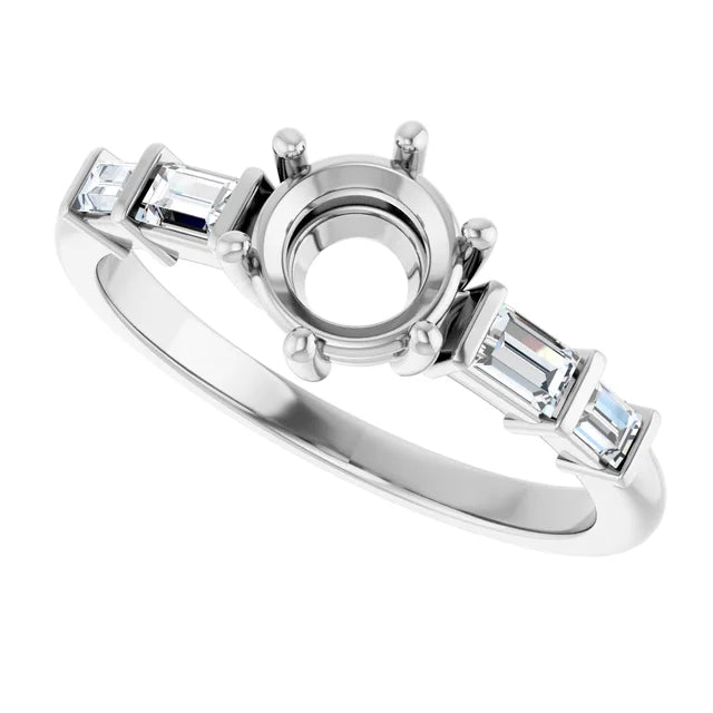 14K White Gold 6 mm Round 1/4 CTW Natural Diamond Semi-Set Ring