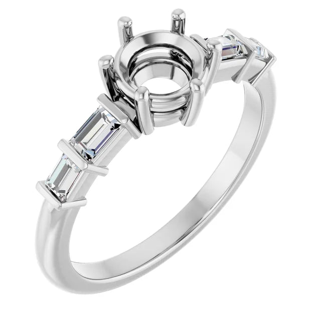 14K White Gold 6 mm Round 1/4 CTW Natural Diamond Semi-Set Ring