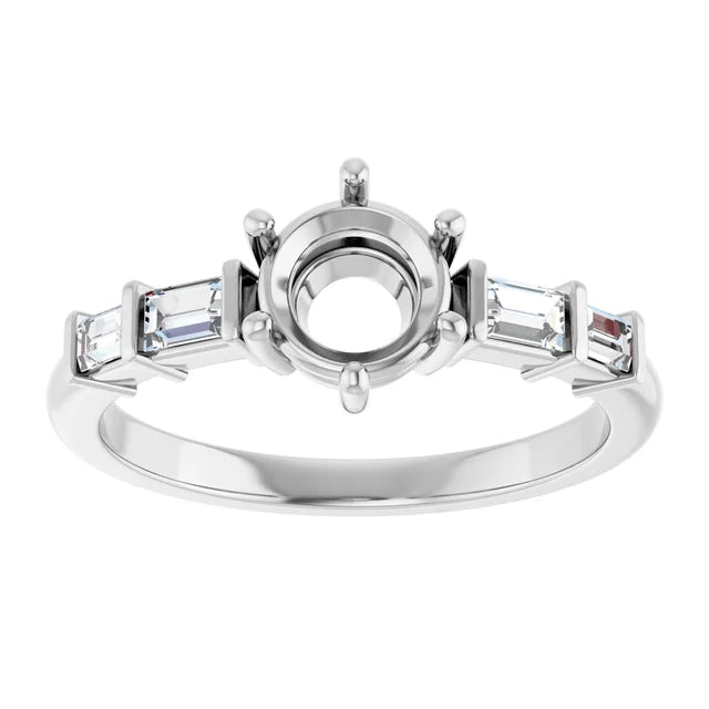 14K White Gold 6 mm Round 1/4 CTW Natural Diamond Semi-Set Ring