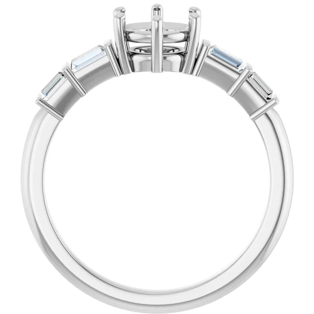 14K White Gold 6 mm Round 1/4 CTW Natural Diamond Semi-Set Ring