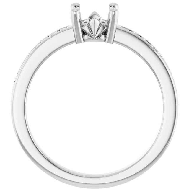 14K White Gold 6 mm Round 1/5 CTW Natural Diamond Semi-Set Ring