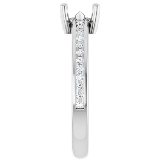 14K White Gold 6 mm Round 1/5 CTW Natural Diamond Semi-Set Ring