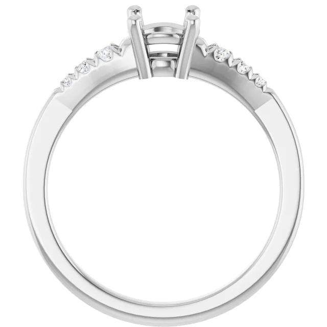 14K White Gold 6 mm Round 1/8 CTW Natural Diamond Semi-Set Ring