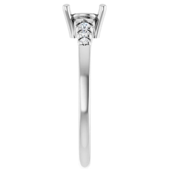 14K White Gold 6 mm Round 1/8 CTW Natural Diamond Semi-Set Ring