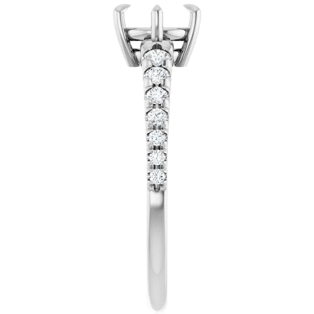 14K White Gold 6 mm Round 1/5 CTW Natural Diamond Semi-Set Ring