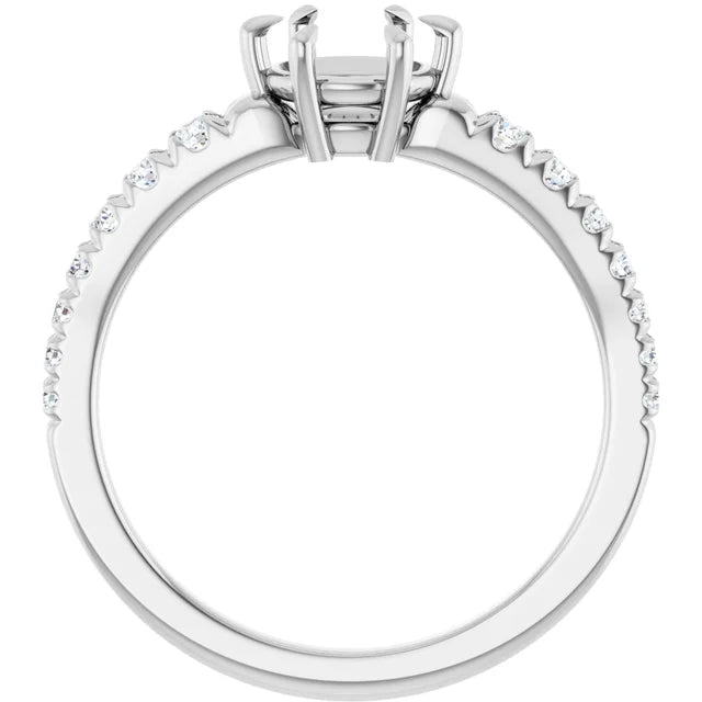 14K White Gold 6 mm Round 1/5 CTW Natural Diamond Semi-Set Ring