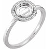 14K White Gold 6 mm Round .08 CTW Natural Diamond Semi-Set Halo-Style Ring