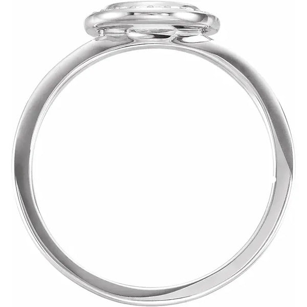 14K White Gold 6 mm Round .08 CTW Natural Diamond Semi-Set Halo-Style Ring