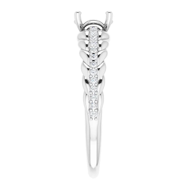 14K White Gold 6 mm Round 1/8 CTW Natural Diamond Semi-Set Ring