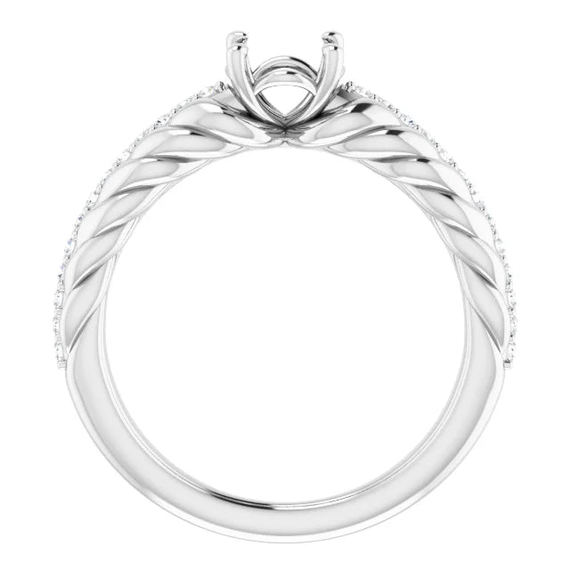 14K White Gold 6 mm Round 1/8 CTW Natural Diamond Semi-Set Ring