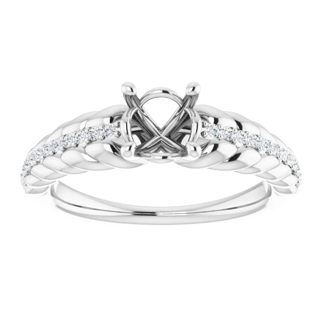 14K White Gold 6 mm Round 1/8 CTW Natural Diamond Semi-Set Ring
