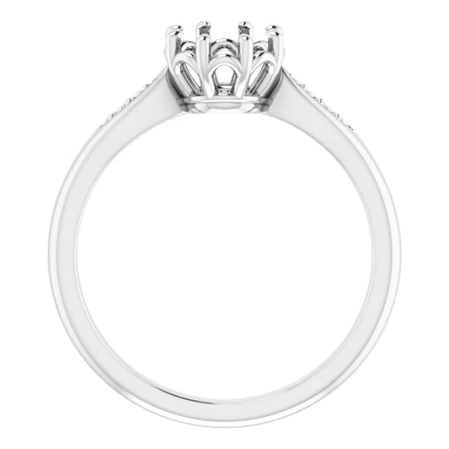 14K White Gold 6 mm Round .04 CTW Natural Diamond Semi-Set Ring