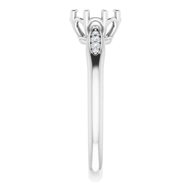 14K White Gold 6 mm Round .04 CTW Natural Diamond Semi-Set Ring