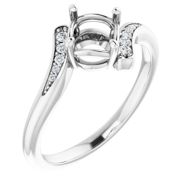 14K White Gold 6 mm Round Ring Mounting