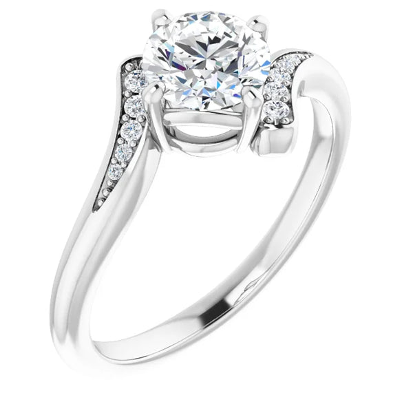 14K White Gold 6 mm Round Ring Mounting