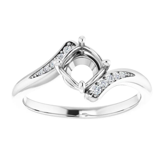 14K White Gold 6 mm Round Ring Mounting