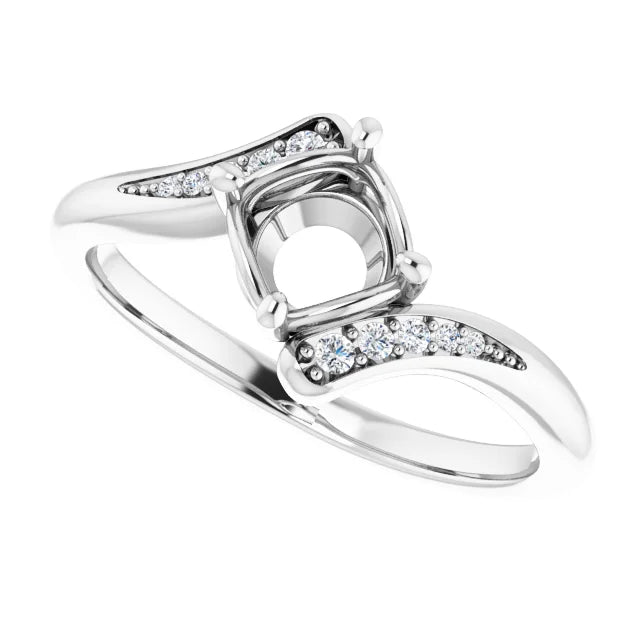 14K White Gold 6 mm Round Ring Mounting