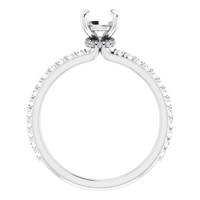 14K White Gold 6 mm Round 1/4 CTW Natural Diamond Semi-Set Engagement Ring