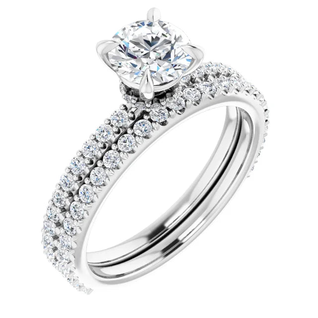 14K White Gold 6 mm Round 1/4 CTW Natural Diamond Semi-Set Engagement Ring