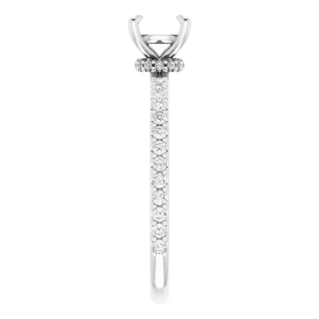 14K White Gold 6 mm Round 1/4 CTW Natural Diamond Semi-Set Engagement Ring