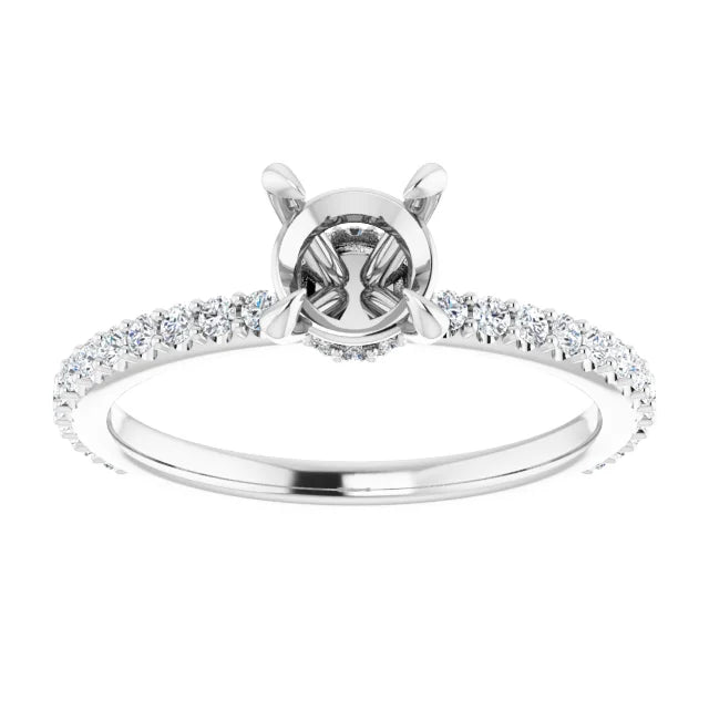 14K White Gold 6 mm Round 1/4 CTW Natural Diamond Semi-Set Engagement Ring