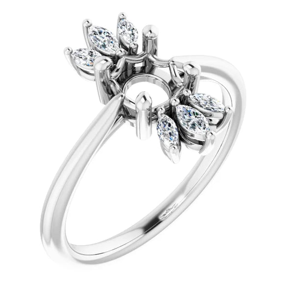 14K White Gold 6 mm Round 1/4 CTW Natural Diamond Semi-Set Ring