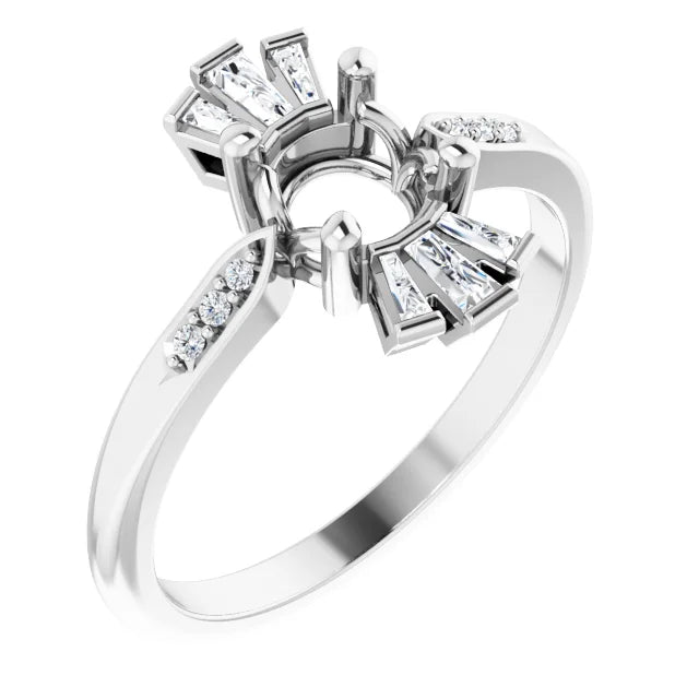 14K White Gold 6 mm Round 1/6 CTW Natural Diamond Semi-Set Ring