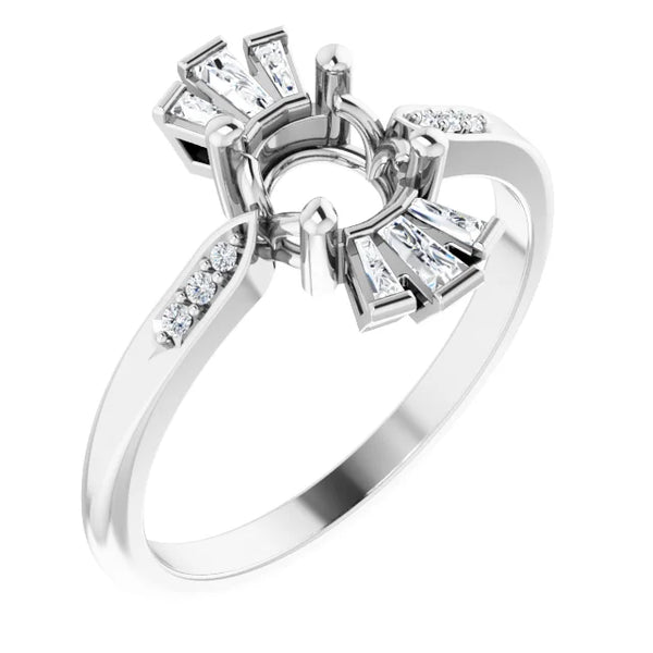 14K White Gold 6 mm Round 1/6 CTW Natural Diamond Semi-Set Ring