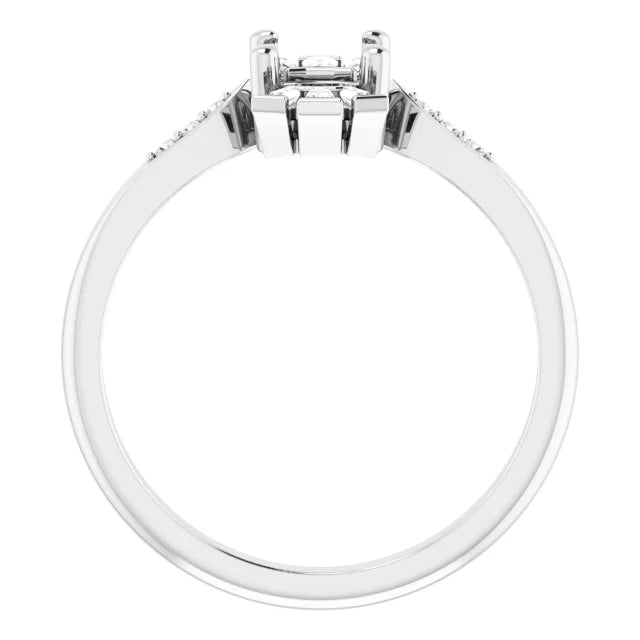 14K White Gold 6 mm Round 1/6 CTW Natural Diamond Semi-Set Ring