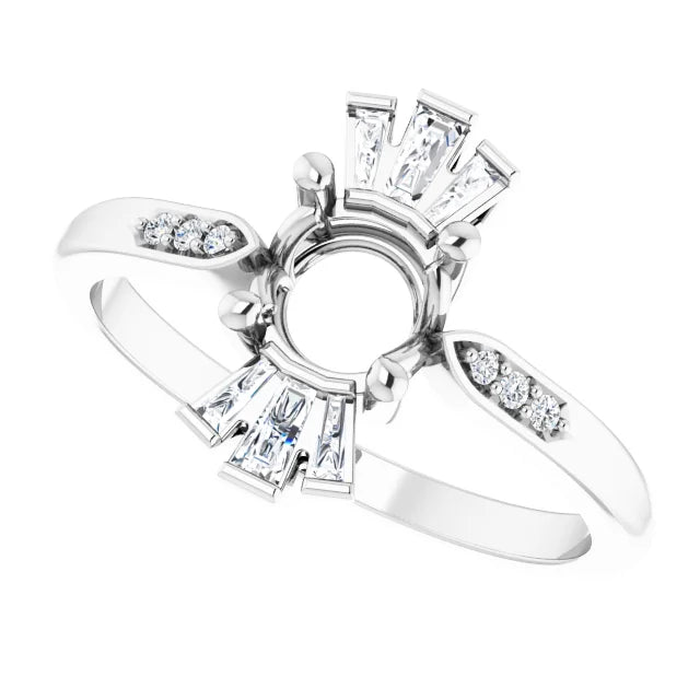 14K White Gold 6 mm Round 1/6 CTW Natural Diamond Semi-Set Ring