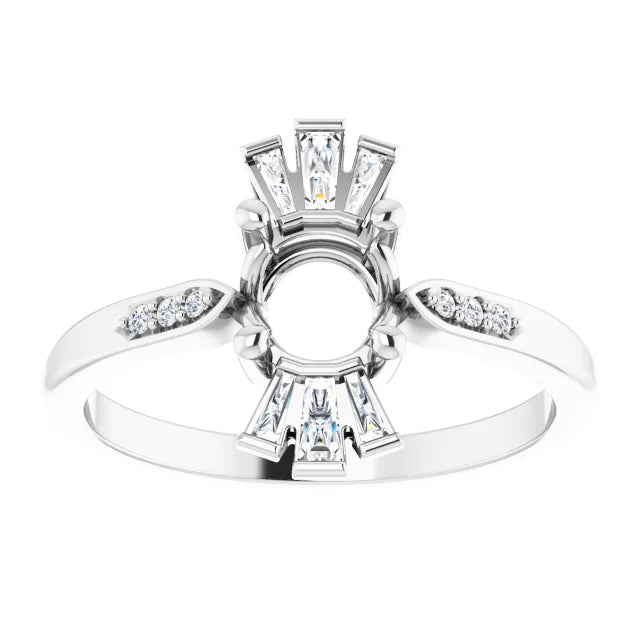 14K White Gold 6 mm Round 1/6 CTW Natural Diamond Semi-Set Ring