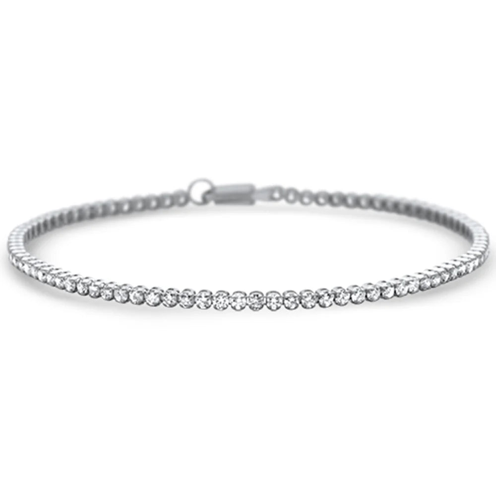 White Gold Diamond Tennis Bracelet 7" Long | Vòng Tay Tennis tròn
