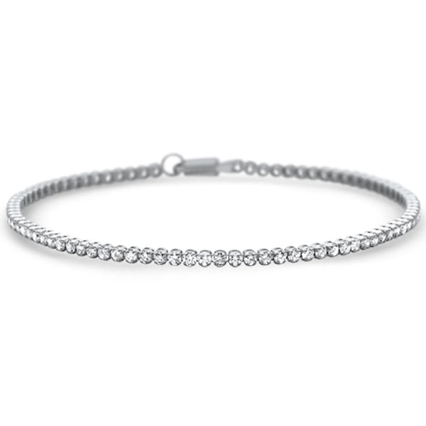 White Gold Diamond Tennis Bracelet 7" Long | Vòng Tay Tennis tròn